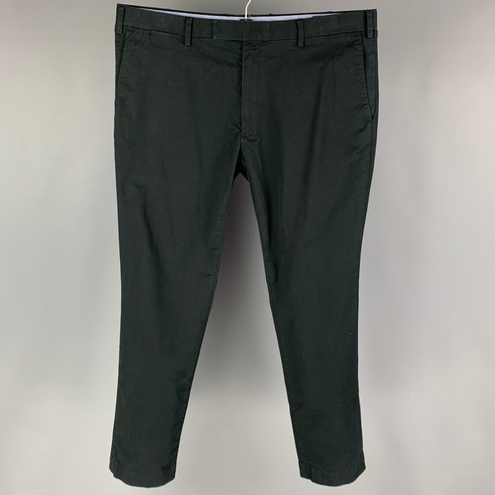 Polo By Ralph Lauren Size 38 Black Cotton Slim Fit Casual Pants